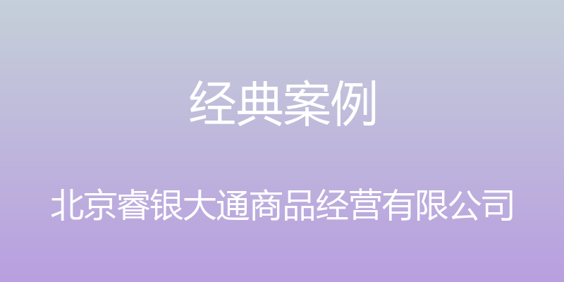 经典案例 - 北京睿银大通商品经营有限公司